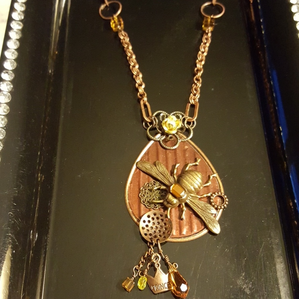Steampunk Bronze Bee Necklace